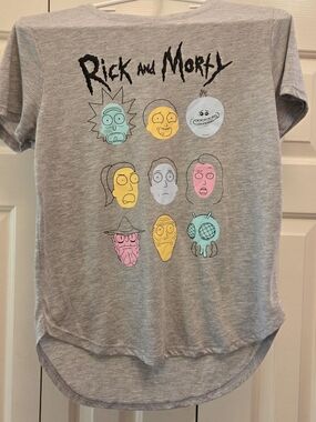Rick and Morty Gray Character Grid Tee